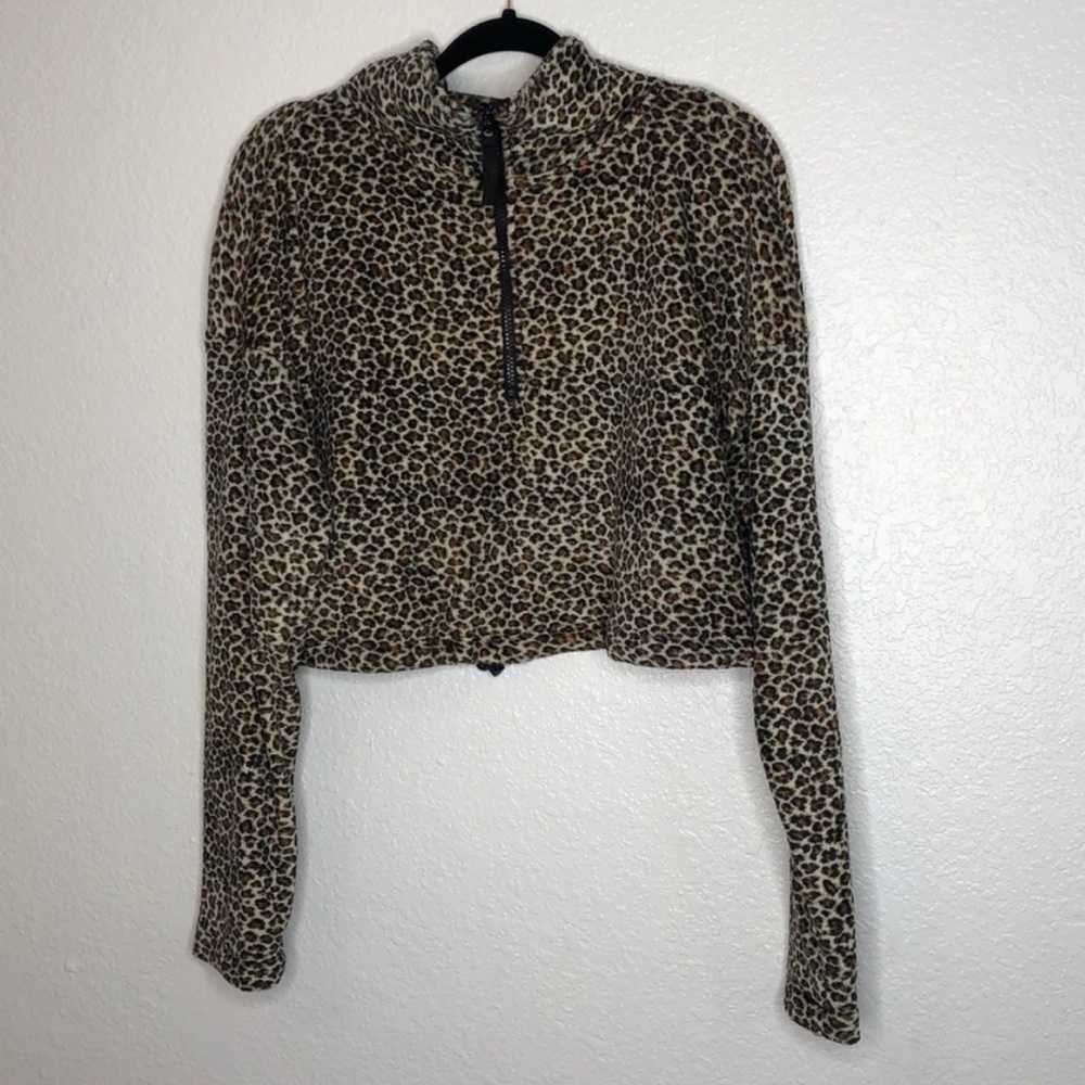 Urban Outfitters Angela Cheetah Cropped Fleece